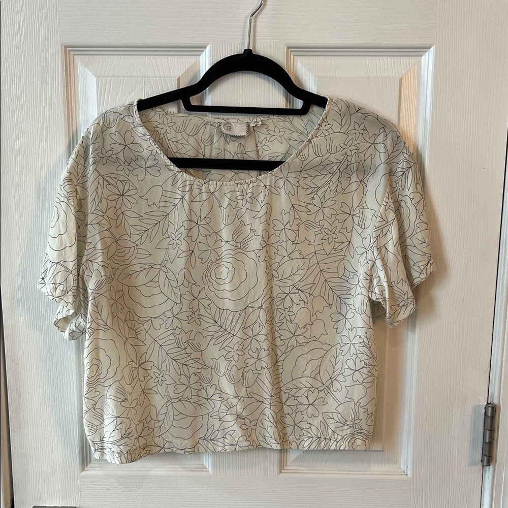 Anthropologie Floral Cream Silk Women's Top Sz 00